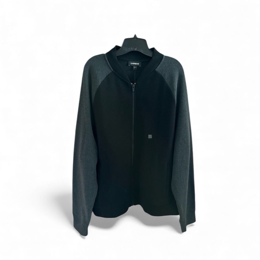 NWT Express Men’s Black Knit Bomber Jacket Sz S